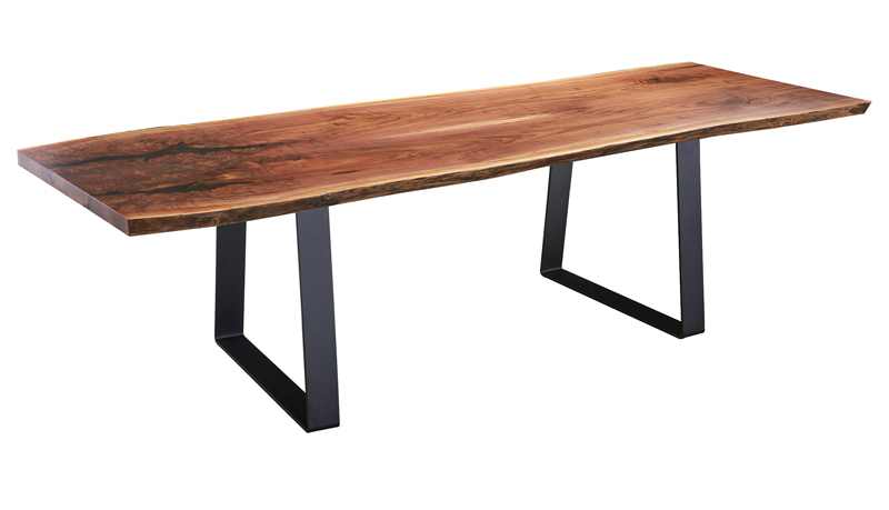 Walnut Bookmatch Dining Table with Metro Base